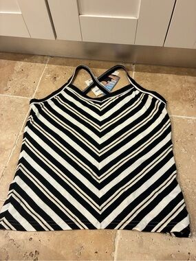 St. John's Bay Black and White Striped V-Neck Tank